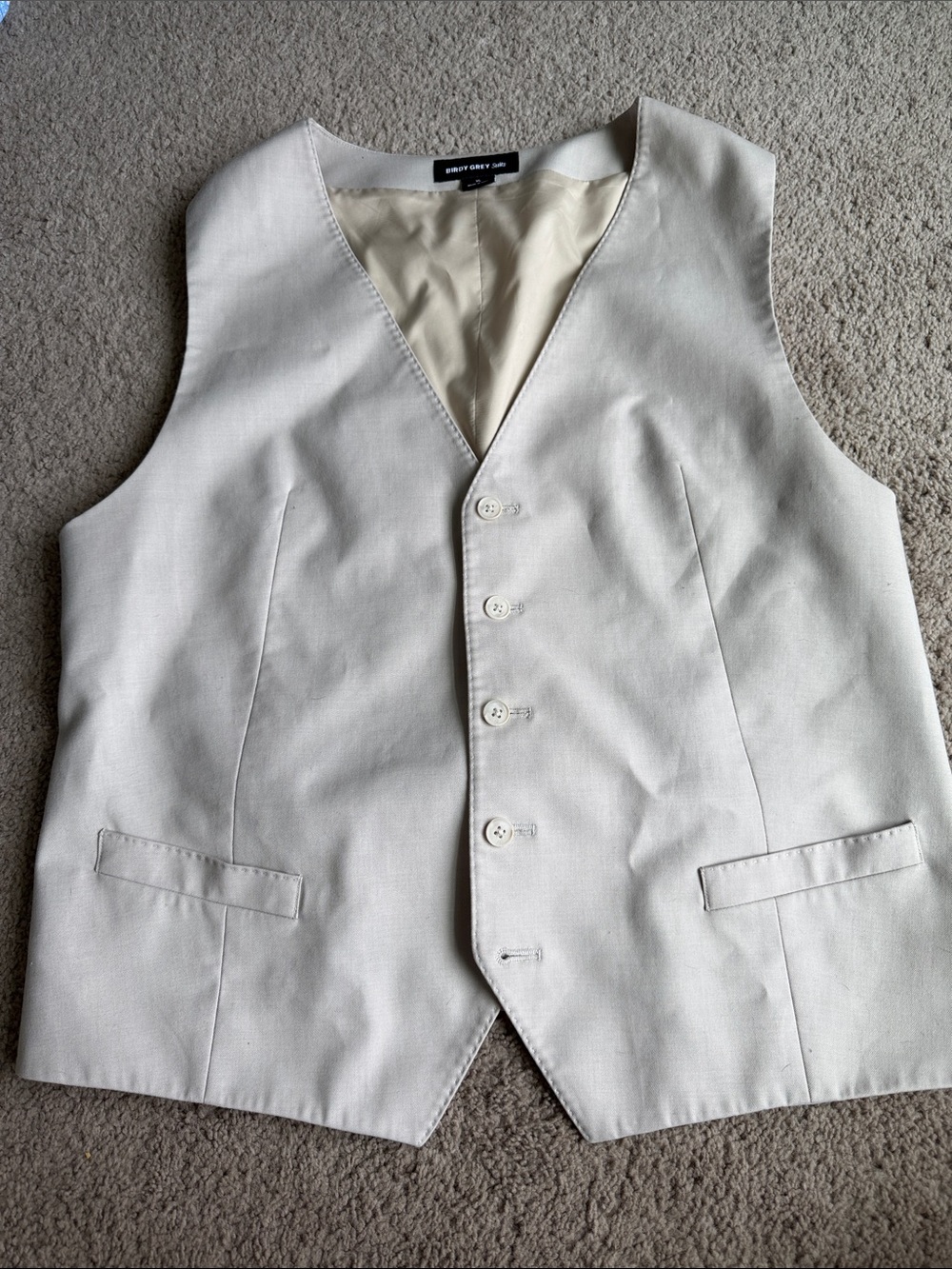 Birdy Grey Cream Men's Dress Vest - Five-Button Waistcoat